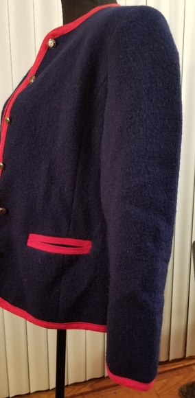 Lang Blazer Navy Blue with red trimming Size 7/8 - Picture 2 of 4